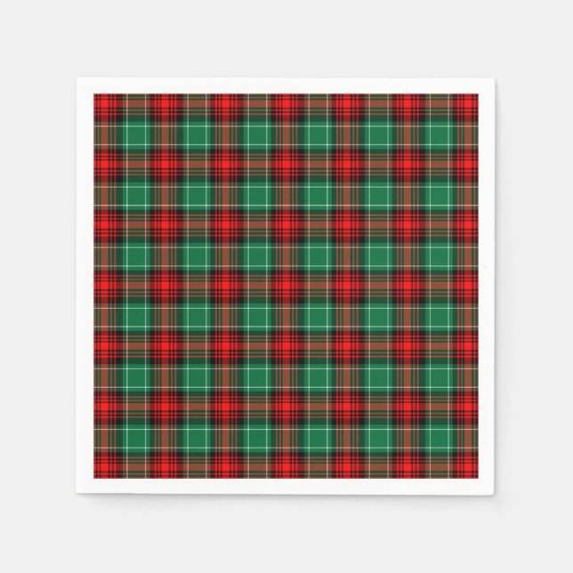 Red Green Holiday Plaid Pattern Napkins (Front)