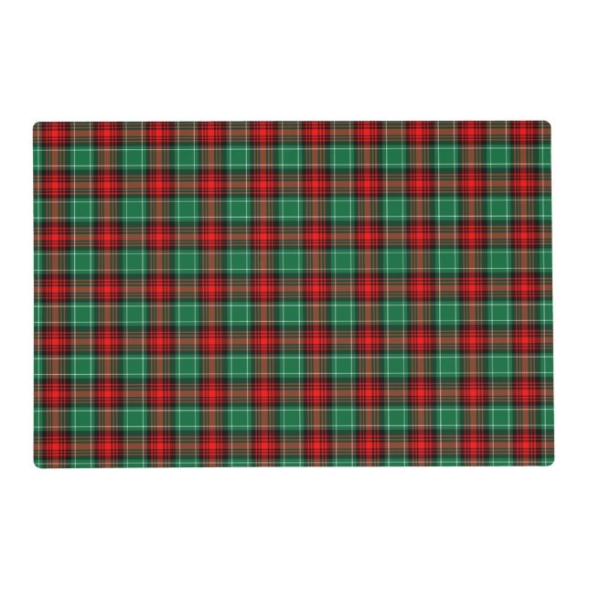 Red Green Holiday Plaid Pattern Placemat (Front)