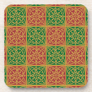 Red Green Holiday Tile Art Drink Coaster