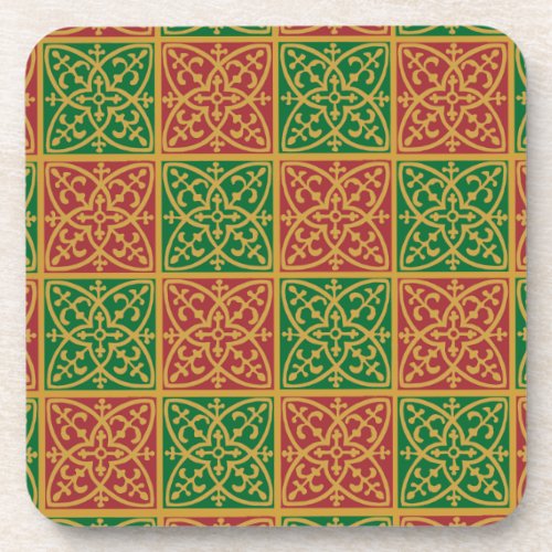 Red Green Holiday Tile Art Drink Coaster