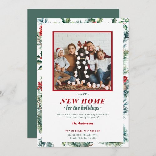 Red Green Holidays Frame New Home Elegant Photo Holiday Card