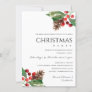 RED GREEN HOLLY BERRY PINE CONE CHRISTMAS PARTY HOLIDAY CARD