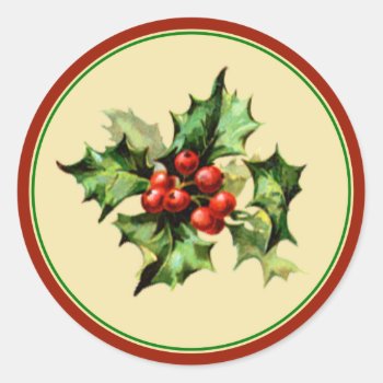 Red & Green Holly Christmas Holiday Envelope Seals by thechristmascardshop at Zazzle