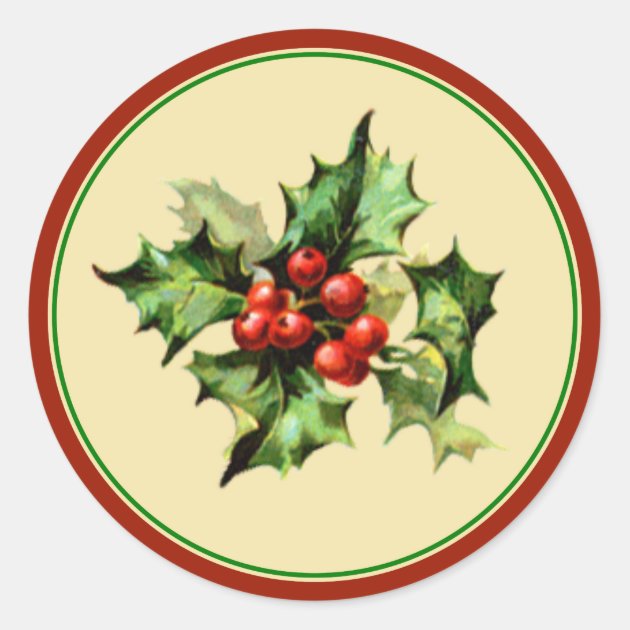 Red & Green Holly Christmas Holiday Envelope Seals