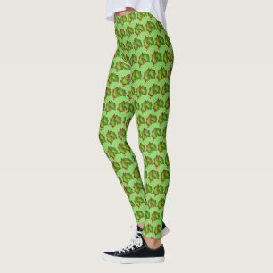 Red Green Holly Leaf Christmas Xmas Holiday Cookie Leggings