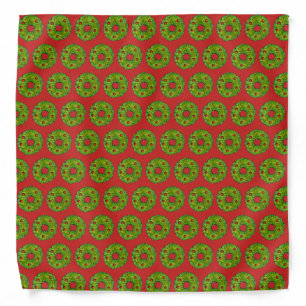 Red Green Holly Wreath Xmas Christmas Holiday Bandana