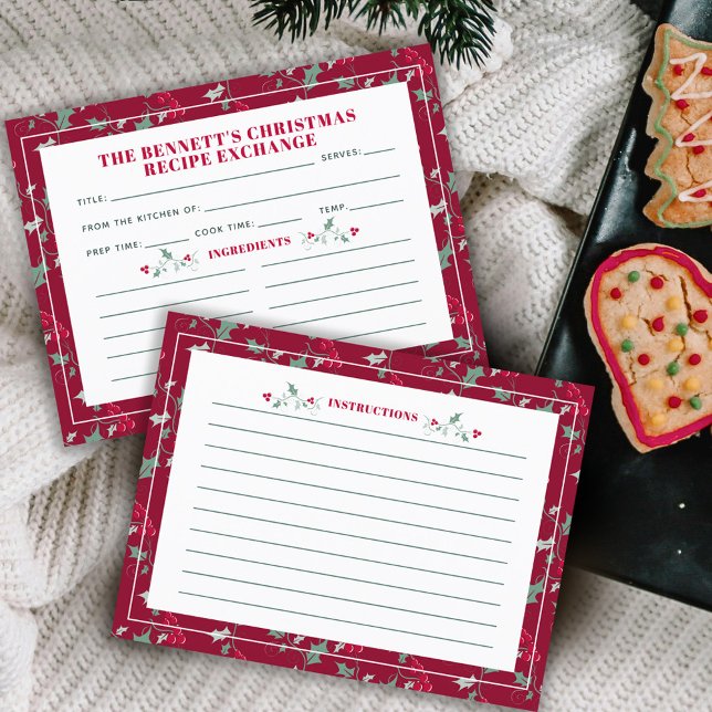 Red green holy berries seasonal recipe card (Creator Uploaded)