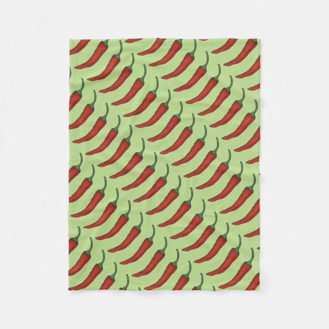 Red Green Hot Chili Chile Pepper Vegetable Foodie Fleece Blanket (Front)
