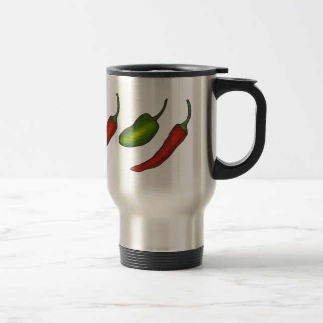 Red Green Hot Chili Pepper Japapeño Vegetables Travel Mug (Right)