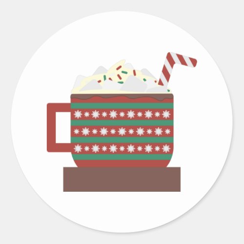 Red Green hot cocoa mug with marshmallow Classic Round Sticker