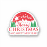 Red Green Illustration Merry Christmas  Sticker<br><div class="desc">Red Green Illustration Merry Christmas Sticker</div>