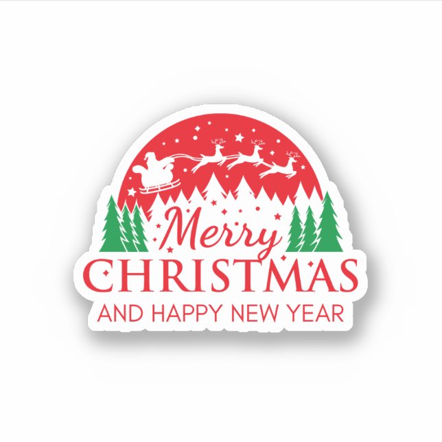Red Green Illustration Merry Christmas  Sticker (Front)