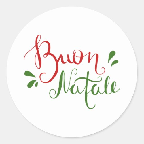 Red Green Italian Merry Christmas Classic Round Sticker