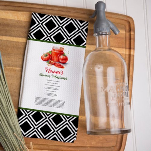 Red Green Italian Nonnas Family Recipe Custom Kitchen Towel