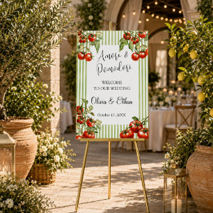 Red & Green Italian Pomodoro Wedding Welcome Sign