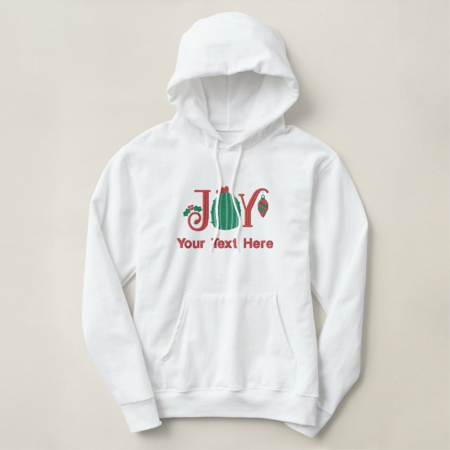 Red Green Joy Cactus Personalized Embroidered Hoodie (Design Front)
