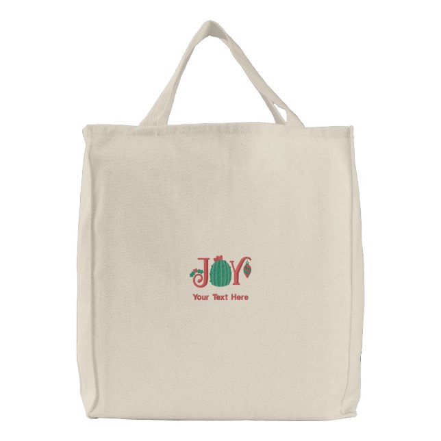 Red Green Joy Cactus Personalized Embroidered Tote Bag (Front)