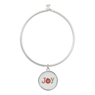 Red Green Joy Christmas Holiday Bangle Bracelet