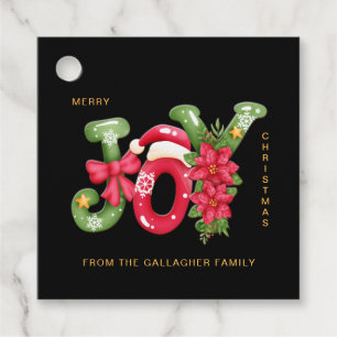 Red Green Joy Letters Illustration Christmas Favor Tags