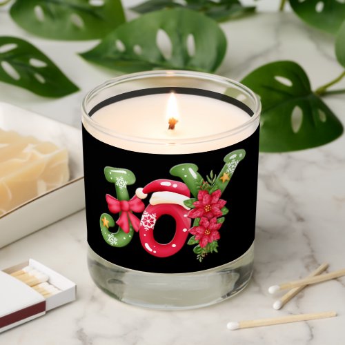 Red Green Joy Letters Illustration Christmas Scented Candle