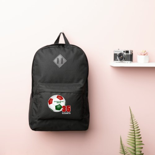 red green kids school club team colors soccer port authority backpack