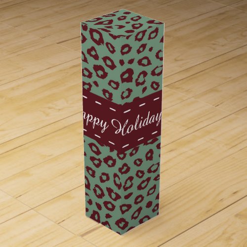 Red Green Leopard Print Christmas Wine Box