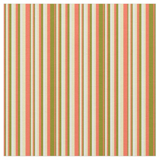Red, Green, Light Cyan & Tan Colored Pattern Fabric