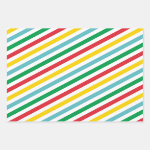 Red Green Lines Zig Zag Stripes Christmas Gift Wrapping Paper Sheets