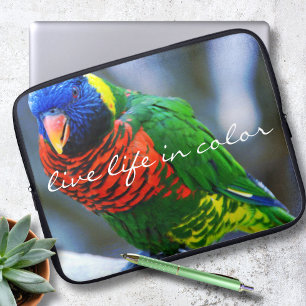 Red Green Lorikeet Bird Photo Live Life in Color Laptop Sleeve