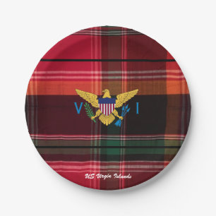 Red Green Madras Virgin Islands Flag Paper Plates