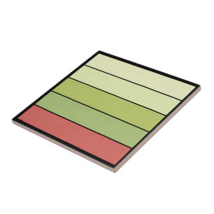 Red Green Melon Color Stripes On Watercolor Paper Ceramic Tile