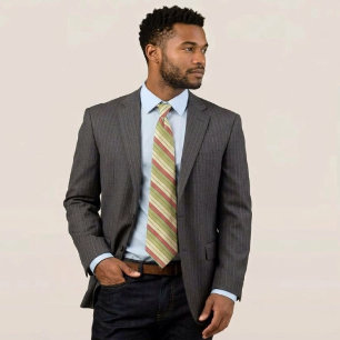 Red Green Melon Color Stripes On Watercolor Paper Neck Tie