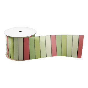 Red Green Melon Color Stripes On Watercolor Paper Satin Ribbon