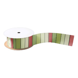 Red Green Melon Color Stripes On Watercolor Paper Satin Ribbon