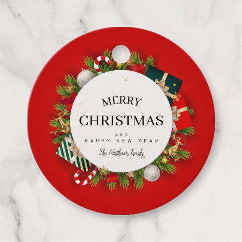 Red Green Merry Christmas Family  Favor Tags