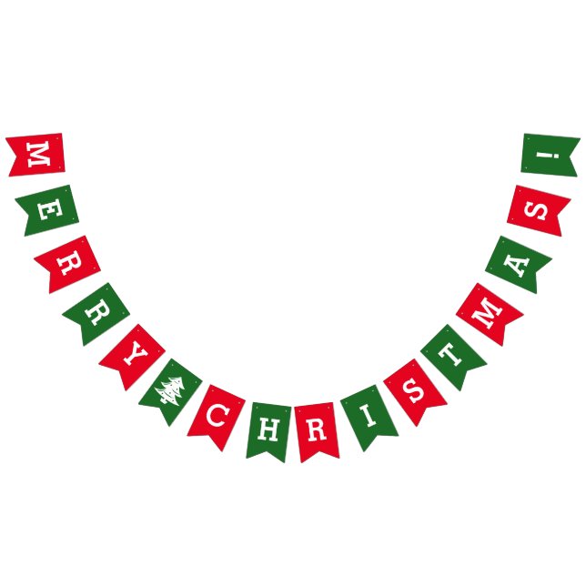 Red & green Merry Christmas Holiday Bunting Flags (All)