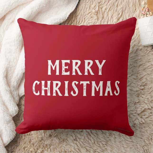 Red Green Merry Christmas Joy to the World Throw Pillow (Blanket)