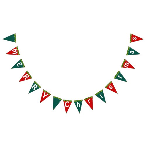 RED GREEN MERRY Christmas party Bunting Flags