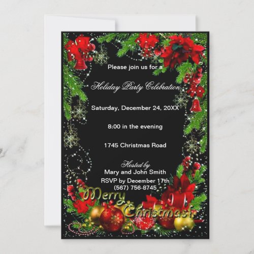 Red Green Merry Christmas Party Invitation
