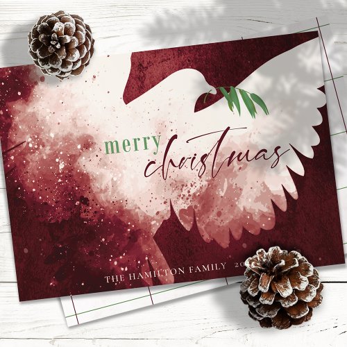 Red Green Merry Christmas Peace Dove Holiday Card