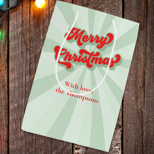 Red Green Merry Christmas Retro Custom Medium Gift Bag