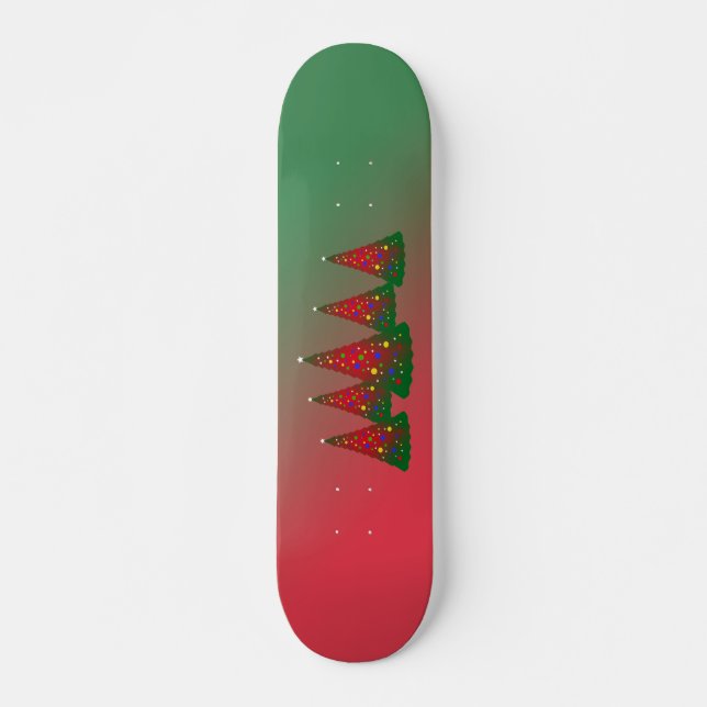 Red Green Merry Christmas Tree Skateboard Deck (Front)