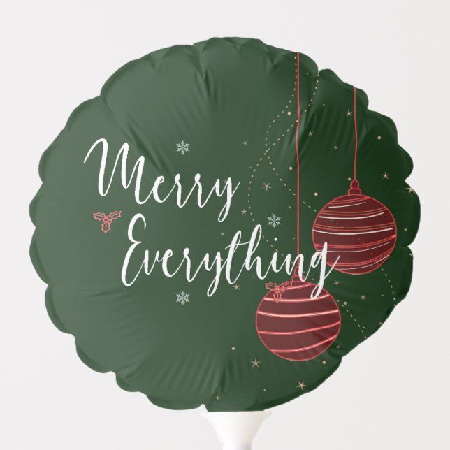 Red Green Merry Everything Christmas Party Balloon (Front)