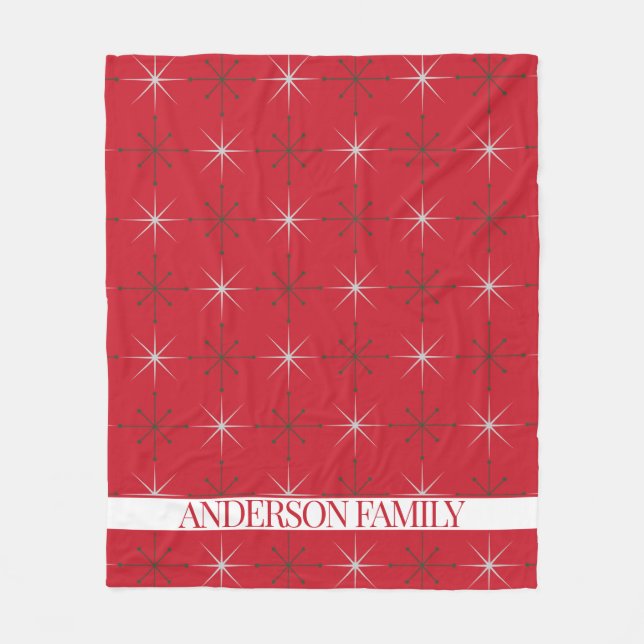 Red Green Mid Century Modern Holiday Fleece Blanket (Front)