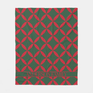 Red Green Mid Century Modern Holiday Fleece Blanket
