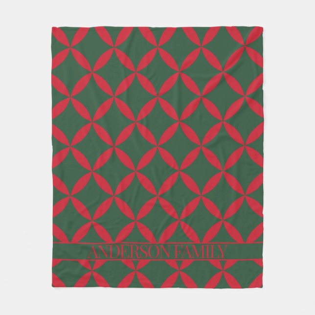 Red Green Mid Century Modern Holiday Fleece Blanket (Front)