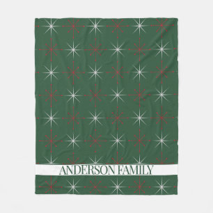 Red Green Mid Century Modern Holiday Fleece Blanket