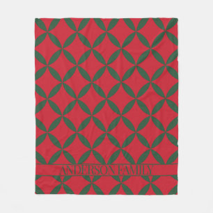 Red Green Mid Century Modern Holiday Fleece Blanket