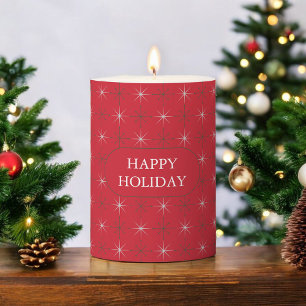 Red Green Mid Century Modern Holiday Retro 1950s Pillar Candle