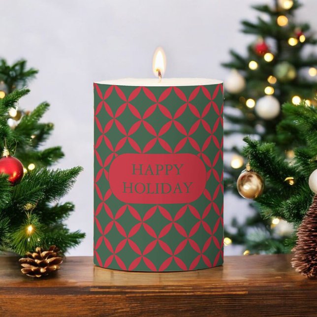 Red Green Mid Century Modern Holiday Retro 1950s  Pillar Candle (Creator Uploaded)